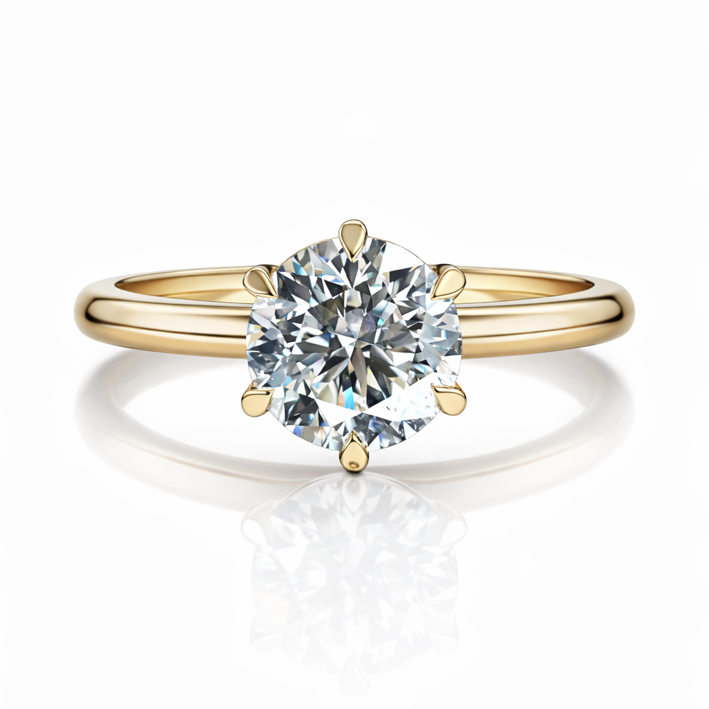 14 K Yellow Gold Engagement Ring Lab Grown Diamond VS1  D 2.04 Carats