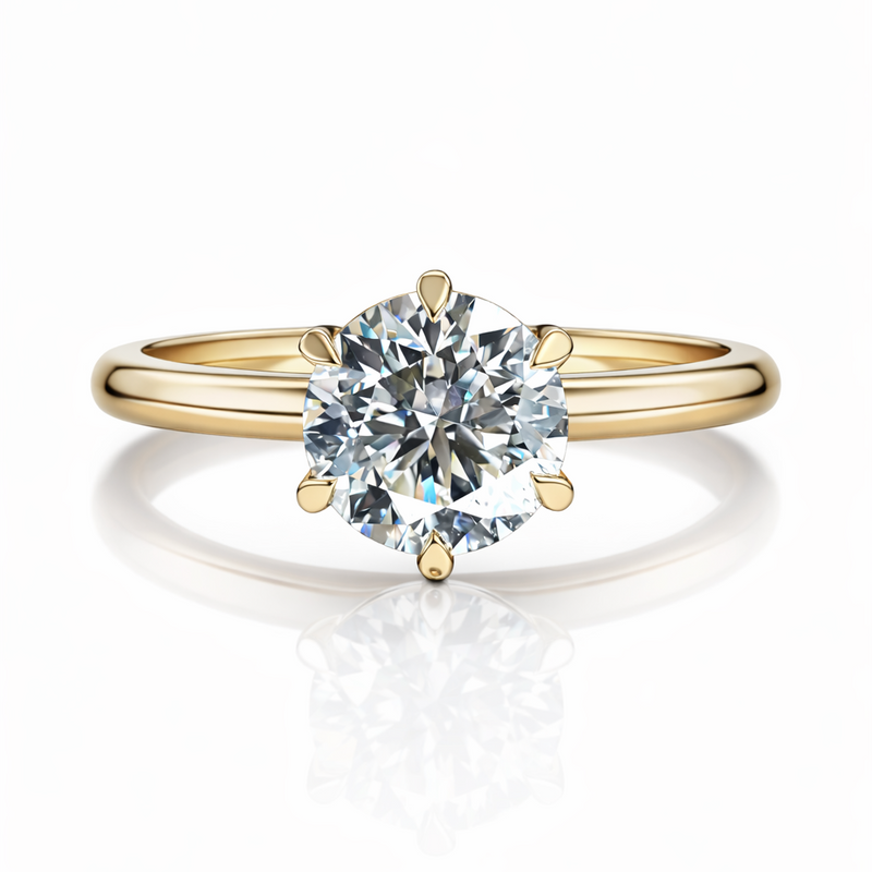 14 K Yellow Gold Engagement Ring Lab Grown Diamond VS1  D 2.04 Carats