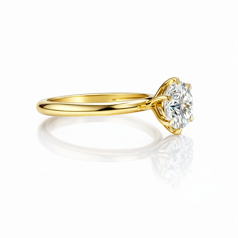 14 K Yellow Gold Engagement Ring Lab Grown Diamond VS1  D 2.04 Carats