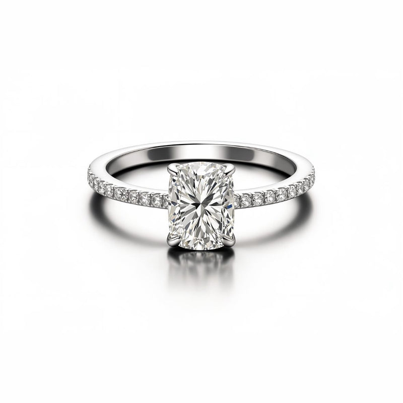 14 K white Gold Engagement Ring Lab Grown Diamond VS2 F 2.0 Carats