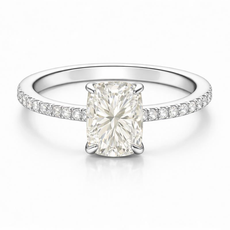 14 K white Gold Engagement Ring Lab Grown Diamond VS2 F 2.0 Carats