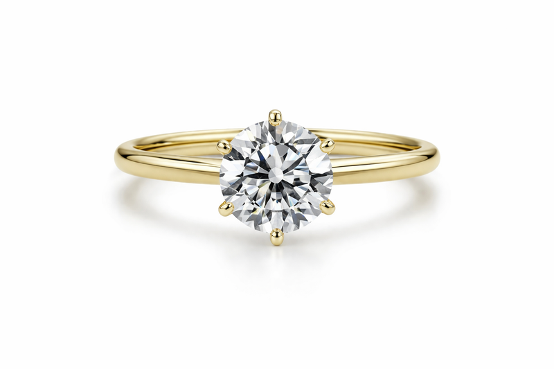14 K Yellow Gold Engagement Ring Lab Grown Diamond VS1  D 2.04 Carats