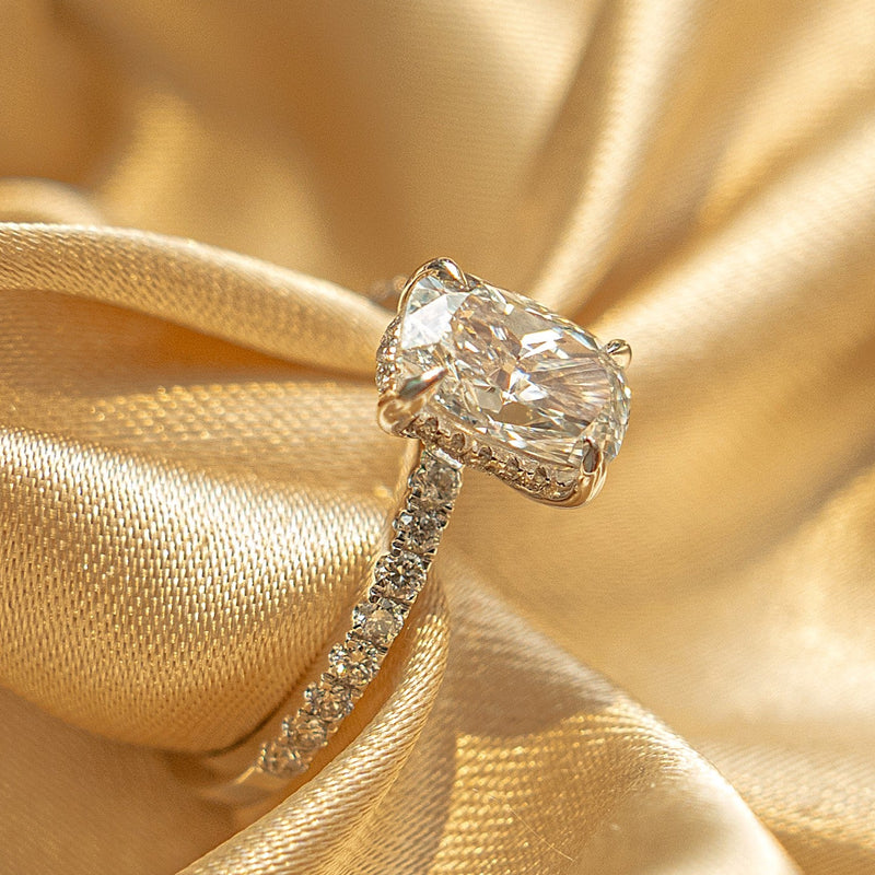 14 K white Gold Engagement Ring Lab Grown Diamond VS2 F 2.0 Carats
