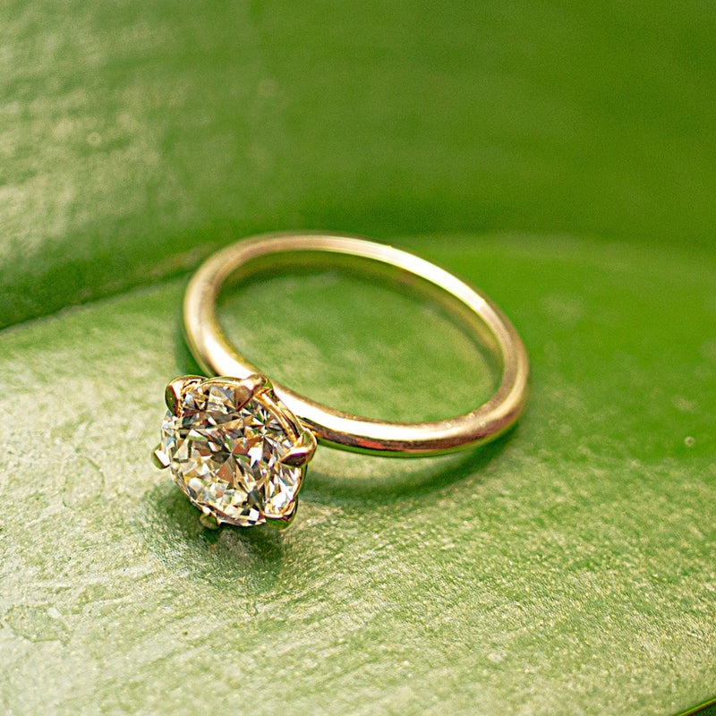 14 K Yellow Gold Engagement Ring Lab Grown Diamond VS1  D 2.04 Carats