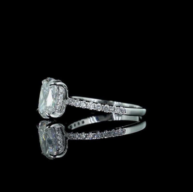 14 K white Gold Engagement Ring Lab Grown Diamond VS2 F 2.0 Carats