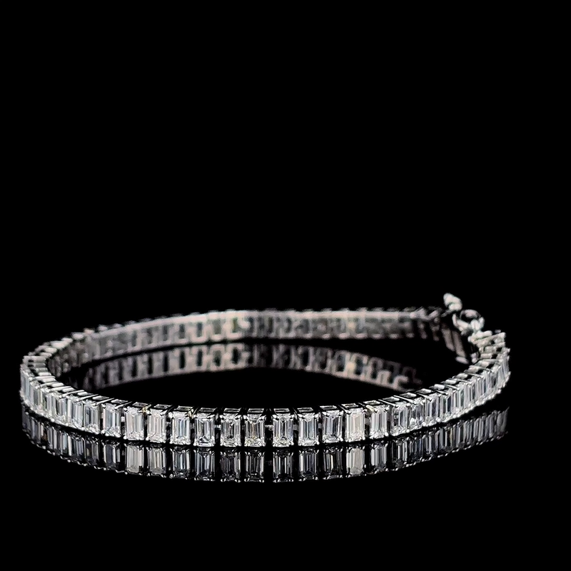 14K white Gold Lab Grown Diamond Bracelet DEF VVS_VS 5.75 Carats
