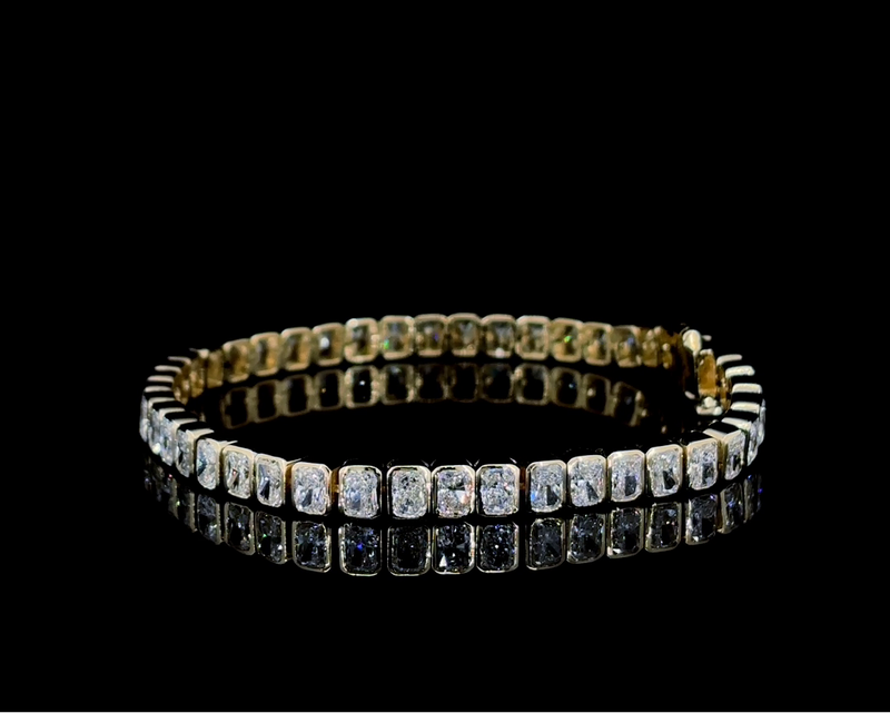 14K Yellow Gold Lab Grown Diamond Bracelet DEF VVS_VS 9.10 Carats