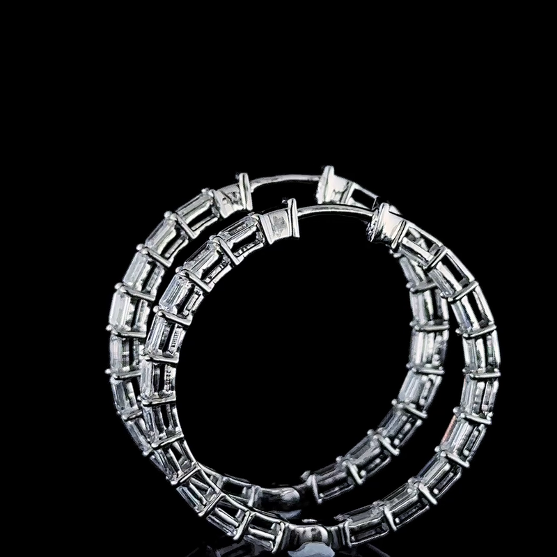 14k White Gold Diamonds hoops Earrings 3.62 Carats