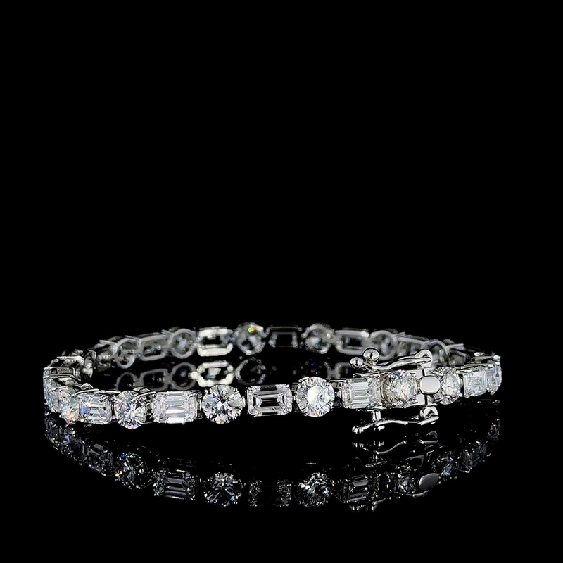 14K White Gold Lab Grown Diamond Bracelet DEF VVS_VS 7.88 Carats