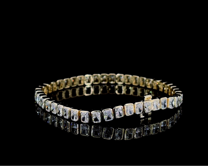 14K Yellow Gold Lab Grown Diamond Bracelet DEF VVS_VS 9.10 Carats