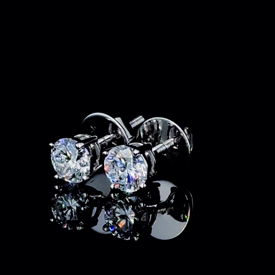 14k White Gold Studs Earrings 1.48 CT