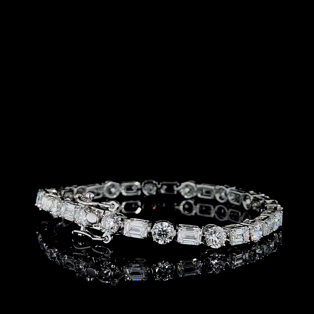 14K White Gold Lab Grown Diamond Bracelet DEF VVS_VS 7.88 Carats