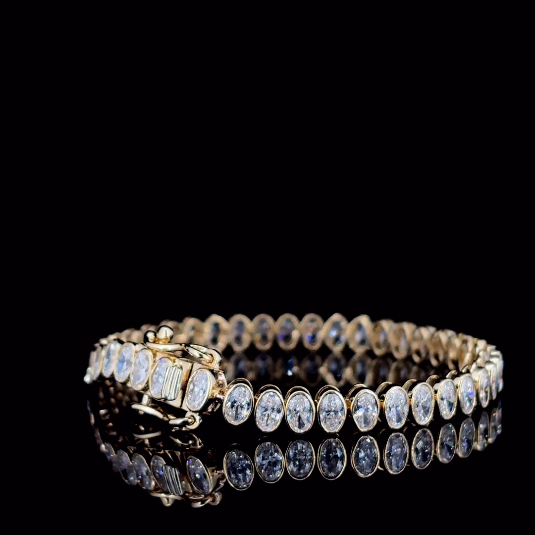 14K Yellow Gold Lab Grown Diamond Bracelet DEF VVS_VS 8.67 Carats