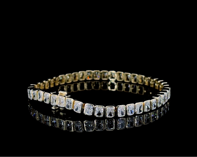 14K Yellow Gold Lab Grown Diamond Bracelet DEF VVS_VS 9.10 Carats