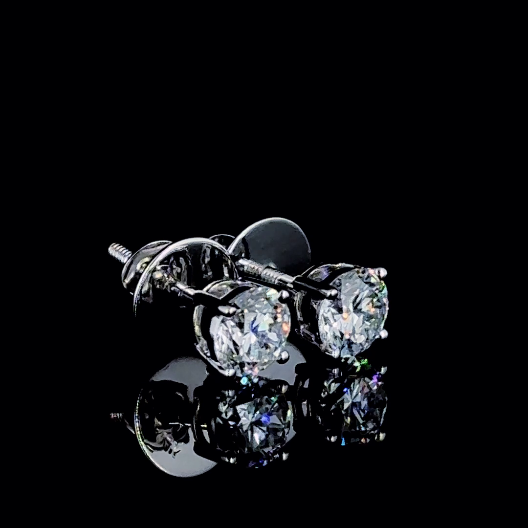 14k White Gold Studs Earrings 1.48 CT