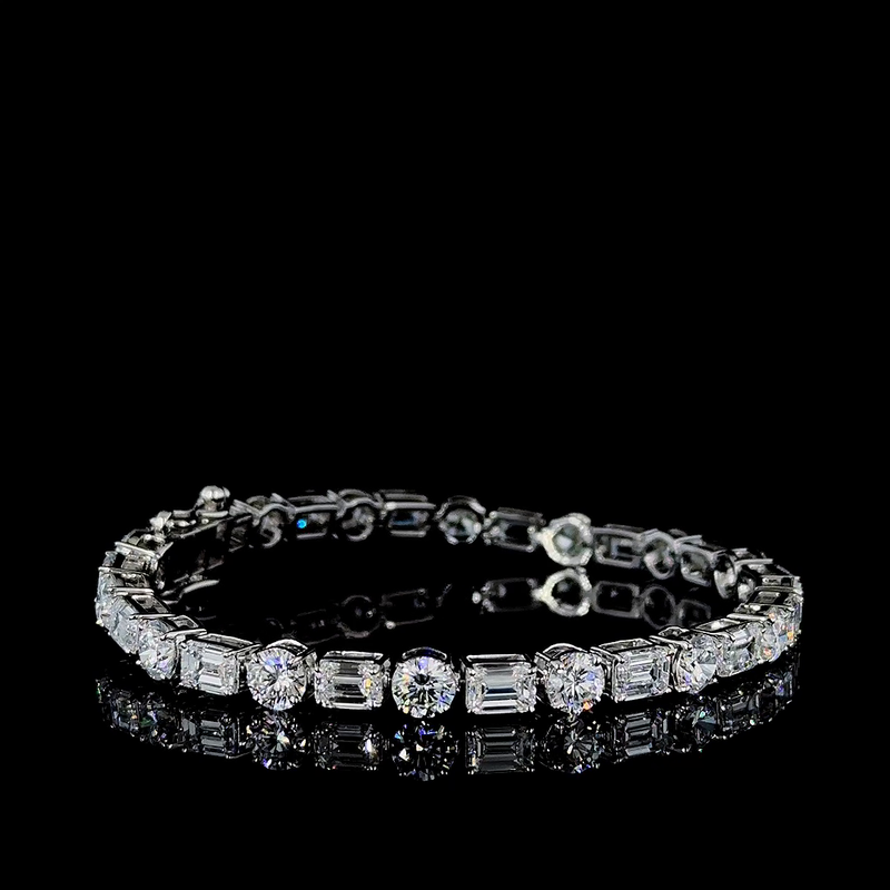 14K White Gold Lab Grown Diamond Bracelet DEF VVS_VS 7.88 Carats