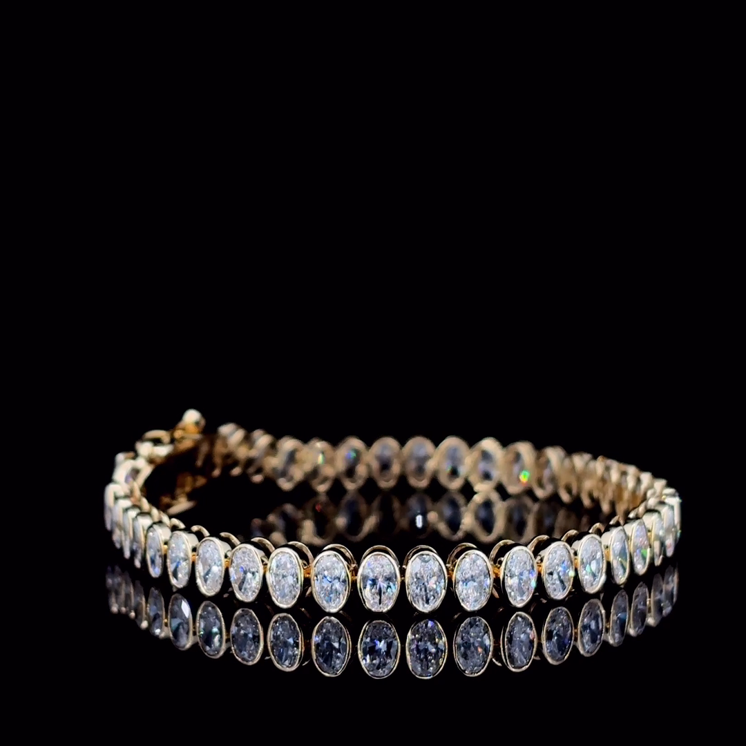 14K Yellow Gold Lab Grown Diamond Bracelet DEF VVS_VS 8.67 Carats