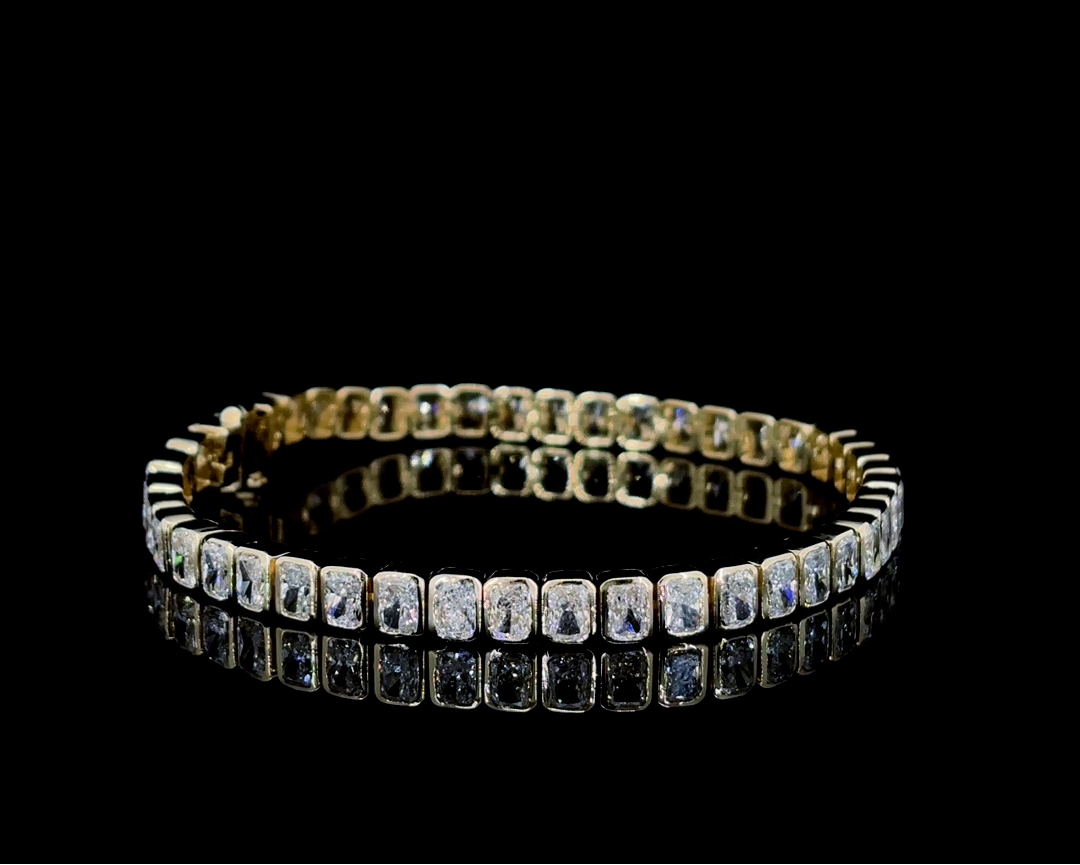14K Yellow Gold Lab Grown Diamond Bracelet DEF VVS_VS 9.10 Carats