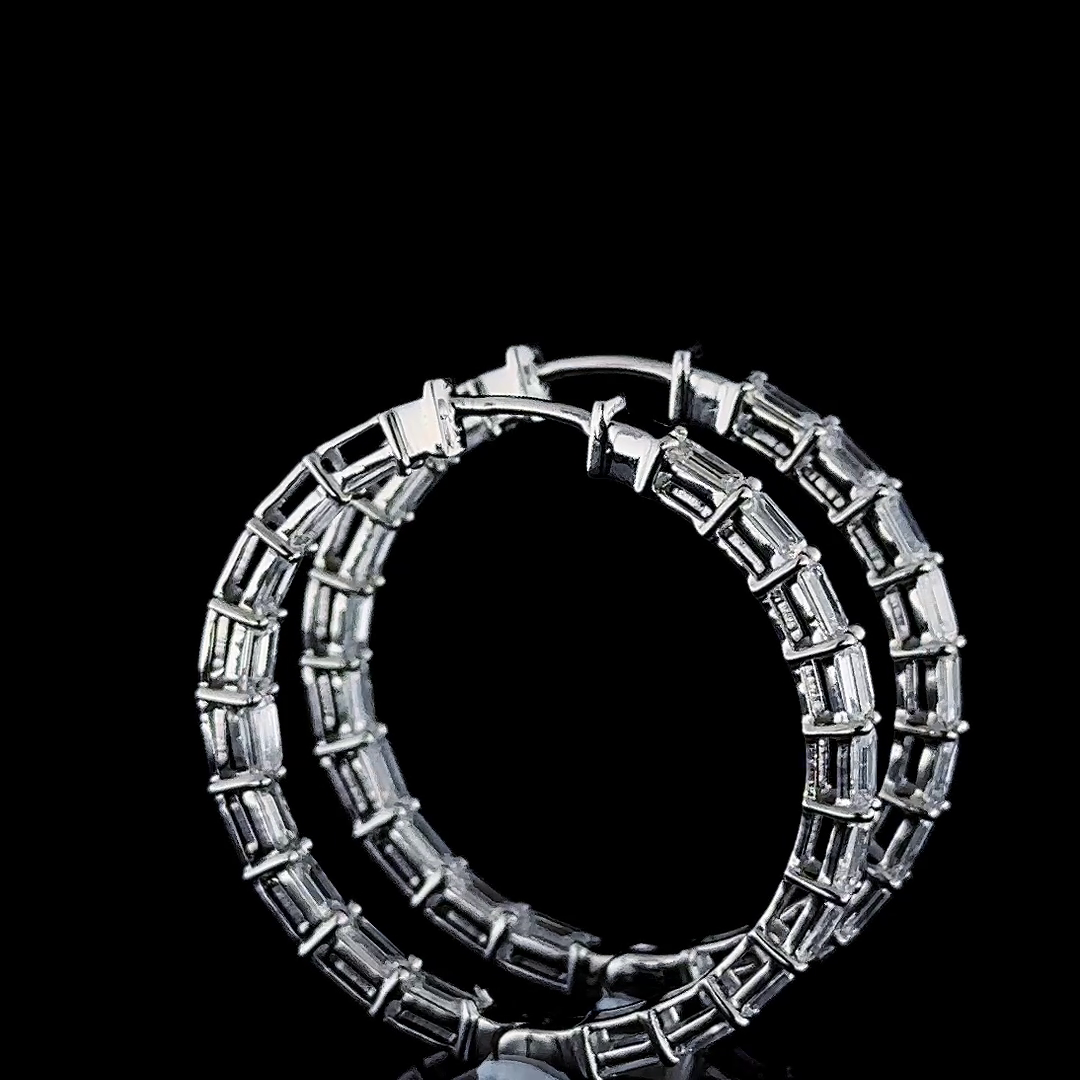 14k White Gold Diamonds hoops Earrings 3.62 Carats