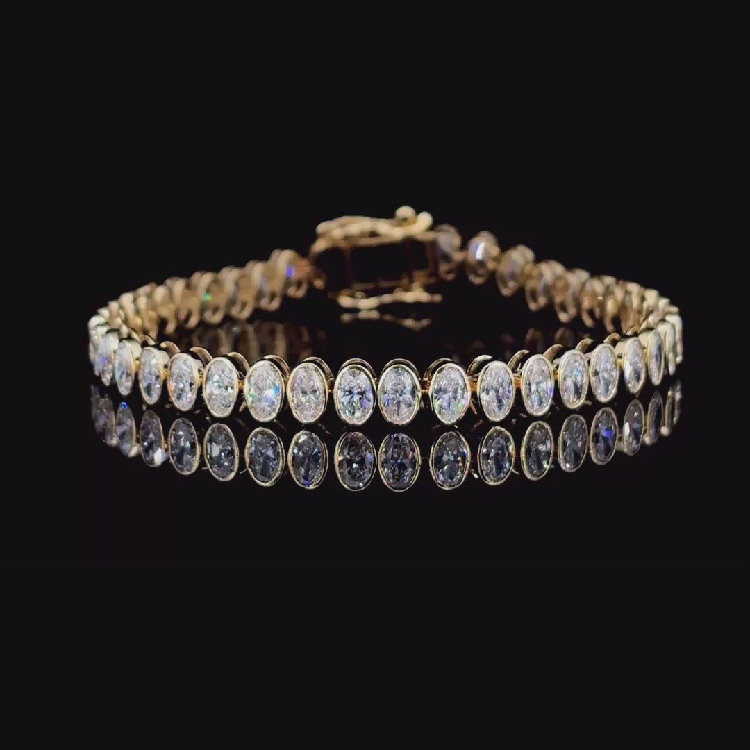 14K Yellow Gold Lab Grown Diamond Bracelet DEF VVS_VS 8.67 Carats