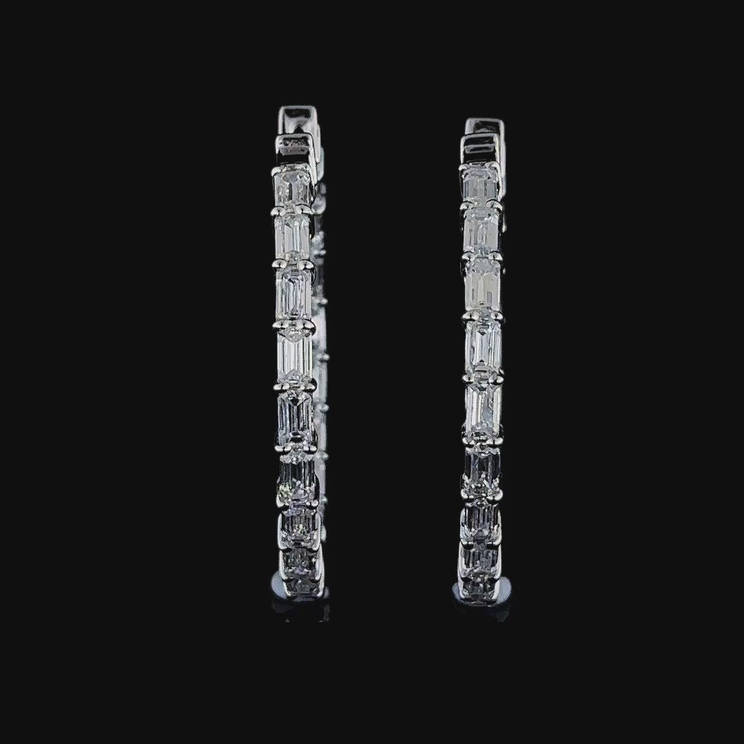 14k White Gold Diamonds hoops Earrings 3.62 Carats