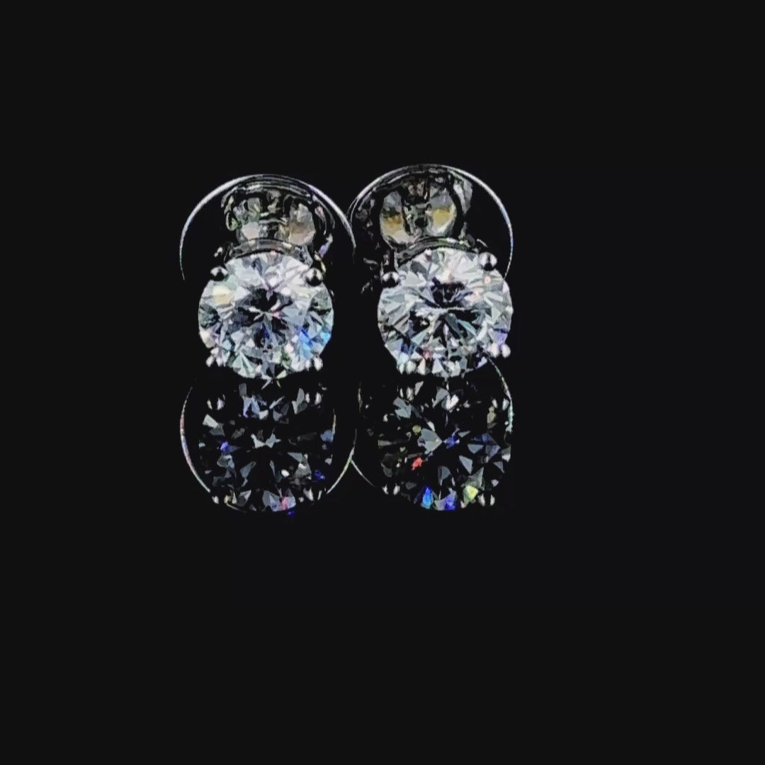14k White Gold Studs Earrings 1.48 CT